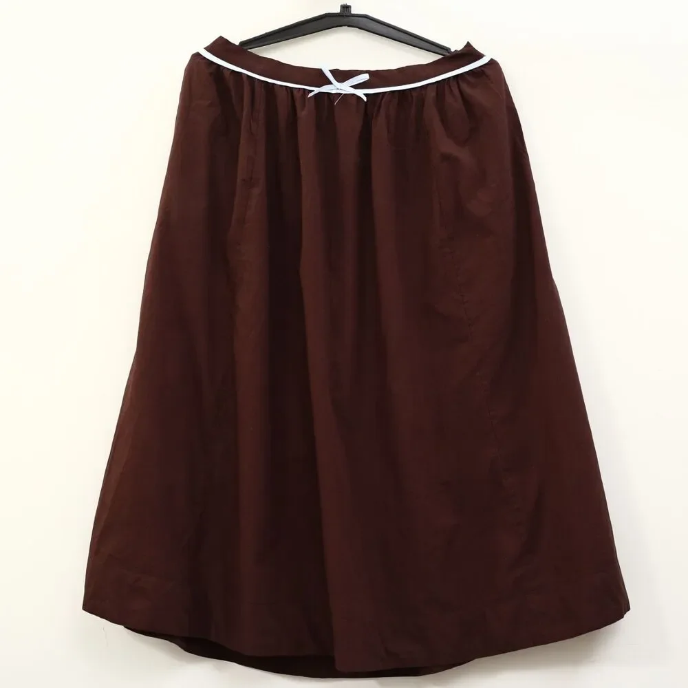 Free People Candy Cane Lane Women's Midi Skirt Pull-On Solid Brown XL 289027